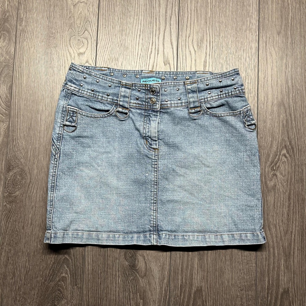 Vintage Request Denim Mini Skirt Y2k 32 x 15 Cute